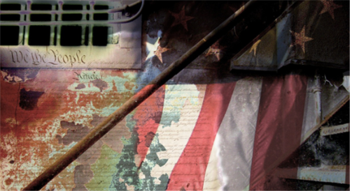 American Flag and We The People composite